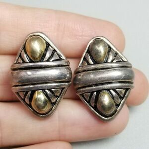 Vintage Airess Sterling Silver Stud Earrings, Puffy Design, 925 Signed, Estate